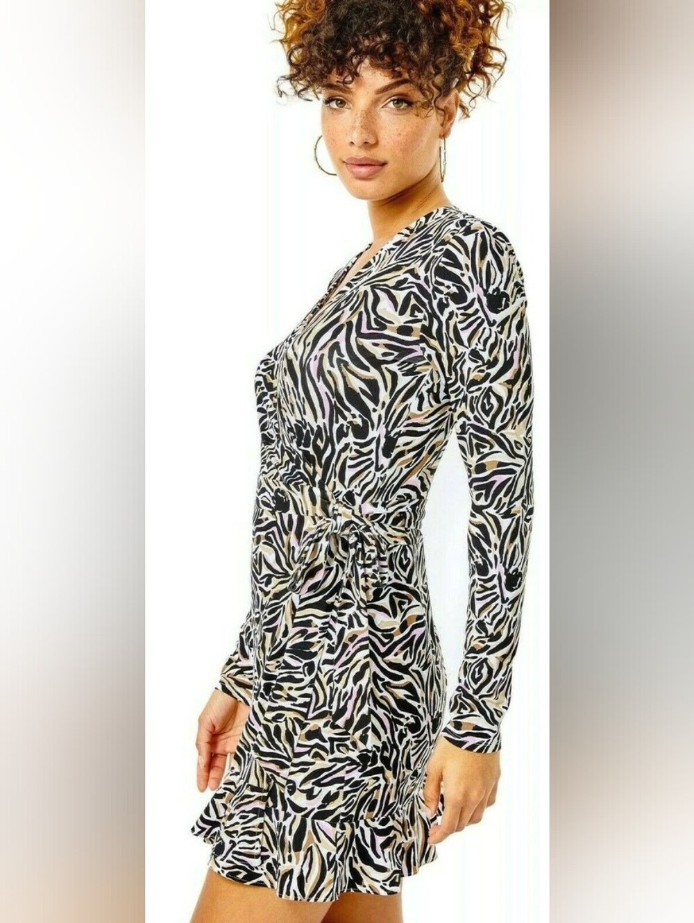 Lilly Pulitzer Rilla Onyx Can You Zee Me Zebra Wrap Dress Skort Short Romper Sm - Picture 2 of 12